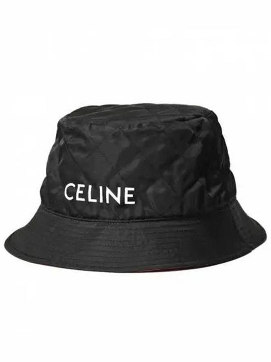 Logo Quilted Nylon Twill Bucket Hat Black - CELINE - BALAAN.