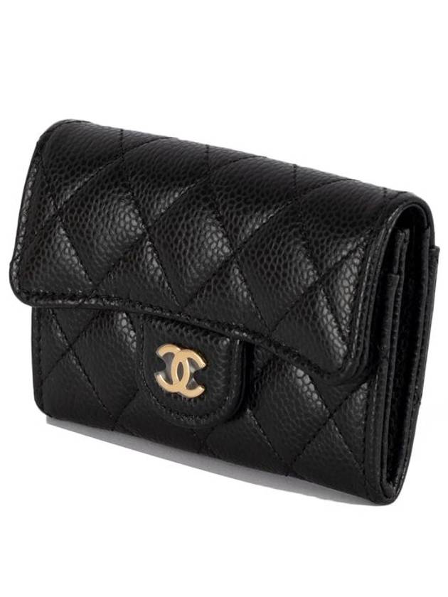 Classic Grained Calfskin Card Wallet Black - CHANEL - BALAAN 4