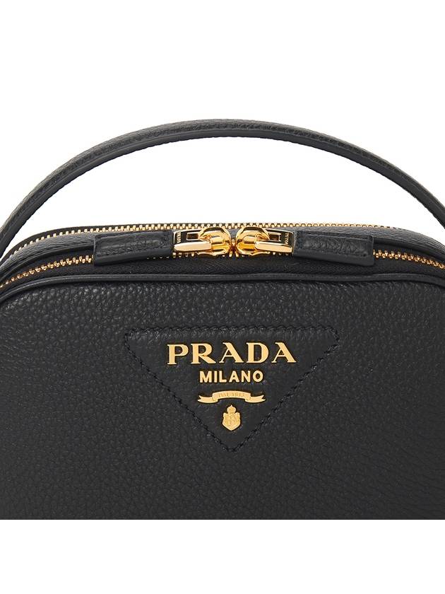 Logo Odette Leather Mini Shoulder Bag Black - PRADA - BALAAN 9