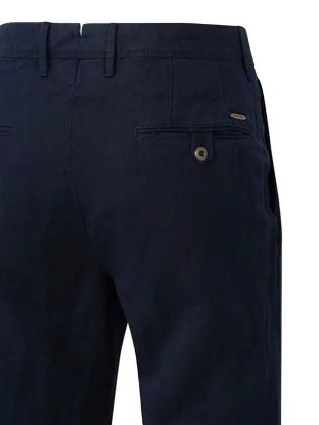 Linen tapered straight pants navy - INCOTEX - BALAAN 3