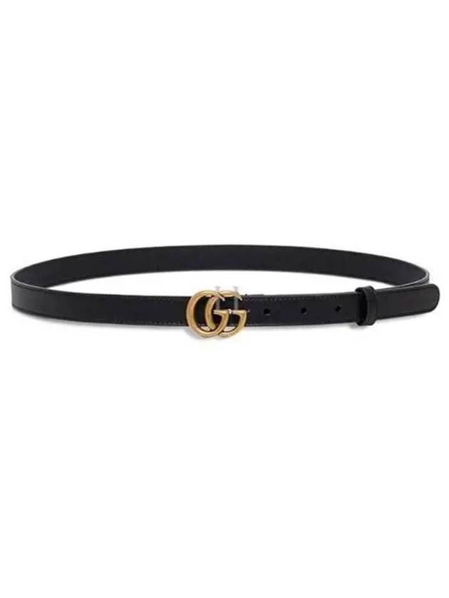 GG Marmont Double Buckle Thin Belt Black - GUCCI - BALAAN 2