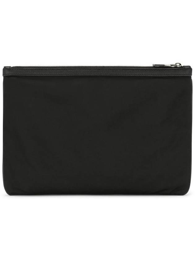 Metal Logo Grain Calfskin Clutch Bag Black - DOLCE&GABBANA - BALAAN 3