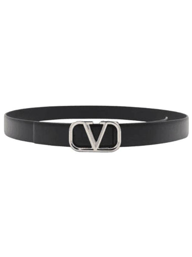 V Logo Signature Leather Belt Black - VALENTINO - BALAAN 1