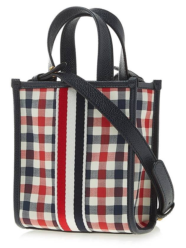 Webbing Striped Gingham Wool Seersucker Mini Tote Bag - THOM BROWNE - BALAAN 3