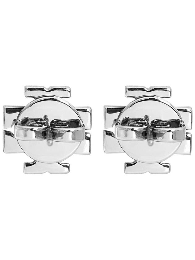 Crystal Logo Stud Earrings Silver - TORY BURCH - BALAAN 6