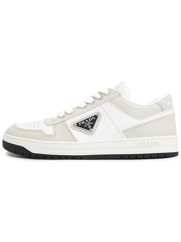 Downtown Leather Low Top Sneakers White Dusty Grey - PRADA - BALAAN 4