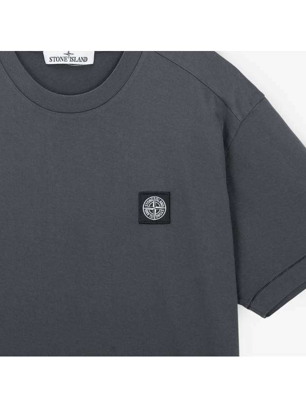 Logo Patch Short Sleeve T-Shirt Charcoal - STONE ISLAND - BALAAN 5