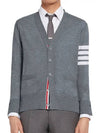 Men's Sustainable Classic Diagonal Wool Cardigan Medium Grey - THOM BROWNE - BALAAN 3