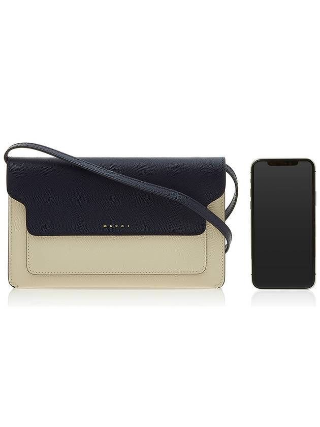 Color Block Saffiano Trunk Cross Bag Navy - MARNI - BALAAN 7