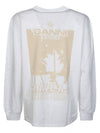 Logo Print Cotton Long Sleeve T-Shirt White - GANNI - BALAAN 3