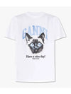 Basic Cat Relax Jersey Short Sleeve T-Shirt White - GANNI - BALAAN 3