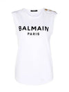 Women s Logo Print Golden Button Sleeveless White - BALMAIN - BALAAN 2