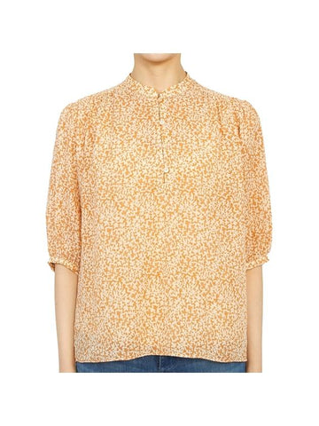 Women's Half Button Rami Cotton Blouse Mustard - VANESSA BRUNO - BALAAN 1