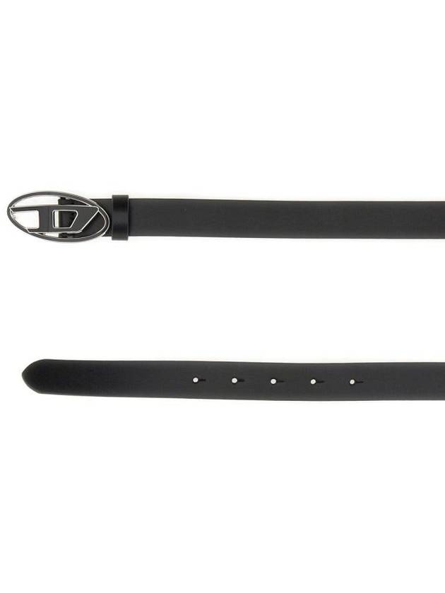 Logo Buckle Leather Belt Black - DIESEL - BALAAN 3