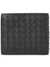 Intrecciato Calf Leather Half Wallet Black - BOTTEGA VENETA - BALAAN 3