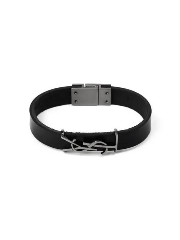 Monogram Leather Bracelet Black - SAINT LAURENT - BALAAN 3