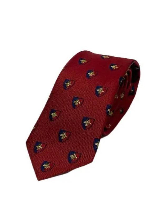 Men's Bee Logo Silk Tie Red Navy - GUCCI - BALAAN.