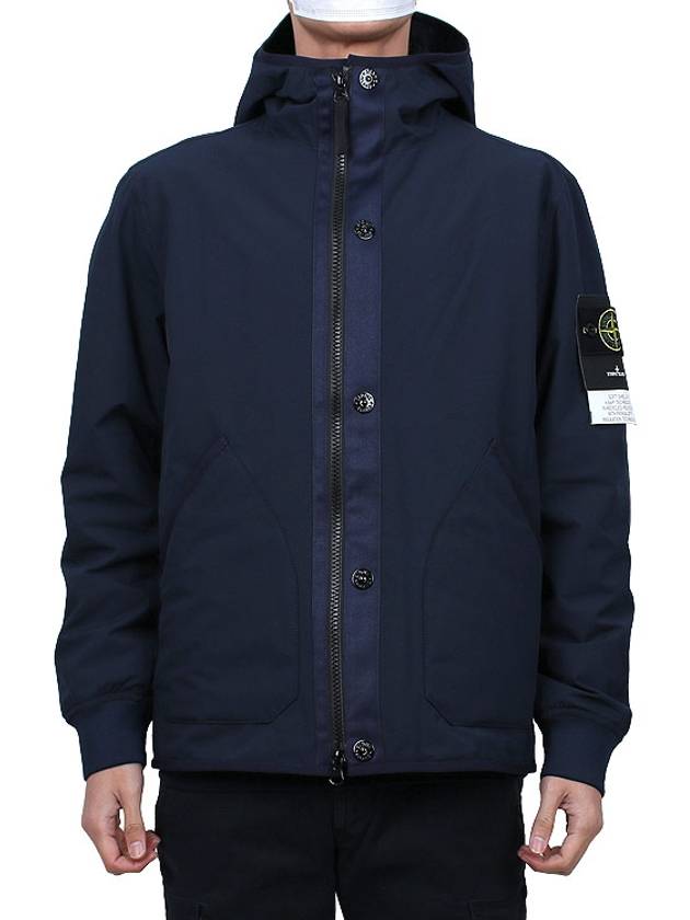 Soft Shell-R E.Dye Pure Insulation Technology Recycled Polyester Primaloft Hooded Jacket Navy - STONE ISLAND - BALAAN 3