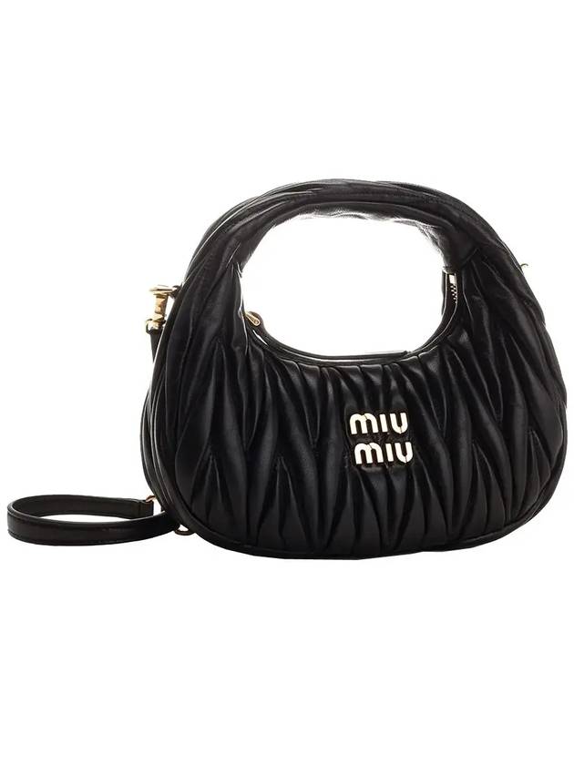 Wander Matelasse Nappa Leather Hobo Mini Bag Black - MIU MIU - BALAAN 4