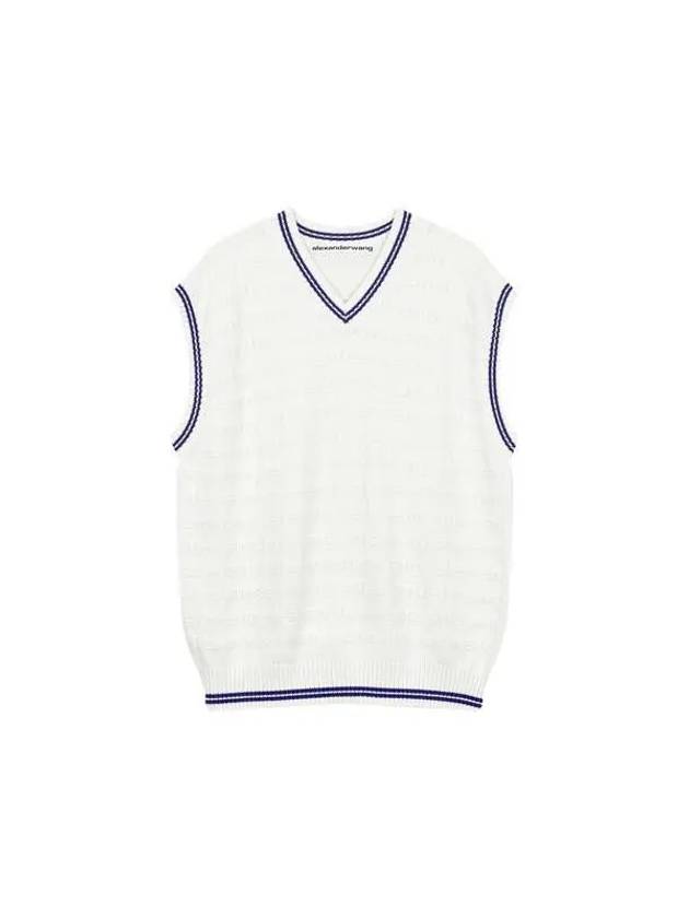 Logo Stripe Knit Vest Off White 271762 - ALEXANDER WANG - BALAAN 1