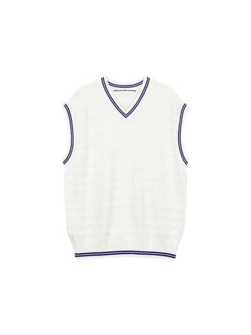 Logo Stripe Knit Vest Off White 271762 - ALEXANDER WANG - BALAAN 1