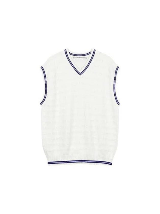 Logo Stripe Knit Vest Off White 271762 - ALEXANDER WANG - BALAAN 1