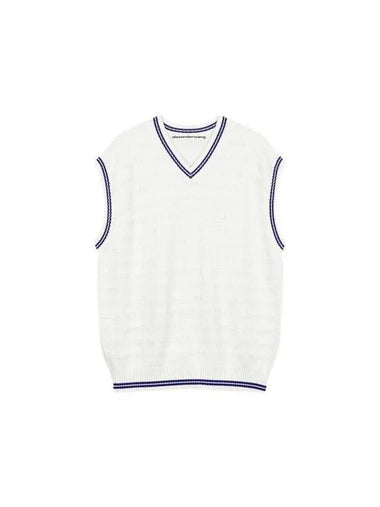 Logo Stripe Knit Vest Off White - ALEXANDER WANG - BALAAN 1