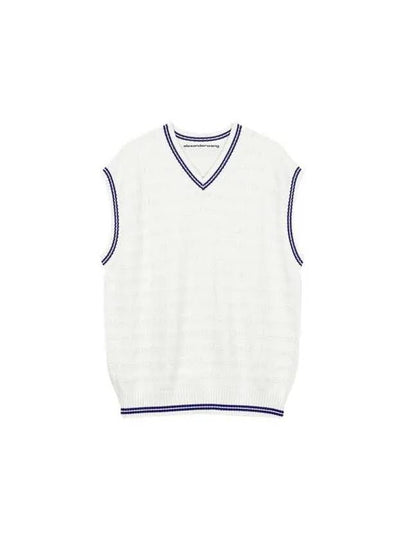 Logo Stripe Knit Vest Off White - ALEXANDER WANG - BALAAN 1