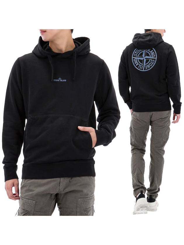 Logo Print Cotton Hoodie Black - STONE ISLAND - BALAAN 2