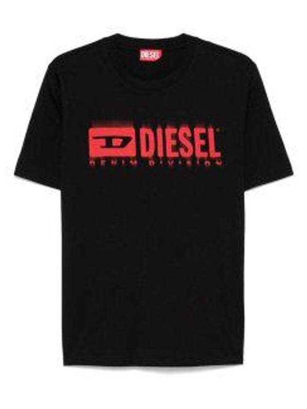 T-Adjust-Q7 Blurry Logo Short Sleeve T-Shirt Black - DIESEL - BALAAN 2