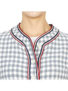 Women's Gingham Stripe Trimmed Short Sleeve Cardigan Medium Grey - THOM BROWNE - BALAAN 9