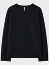 Loop Loose Fit Wool Long Sleeve T-Shirt Black - NOIRER - BALAAN 3