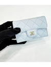 Classic Snap Card Wallet Light Blue Sky Caviar Gold Clasp AP0214 - CHANEL - BALAAN 2