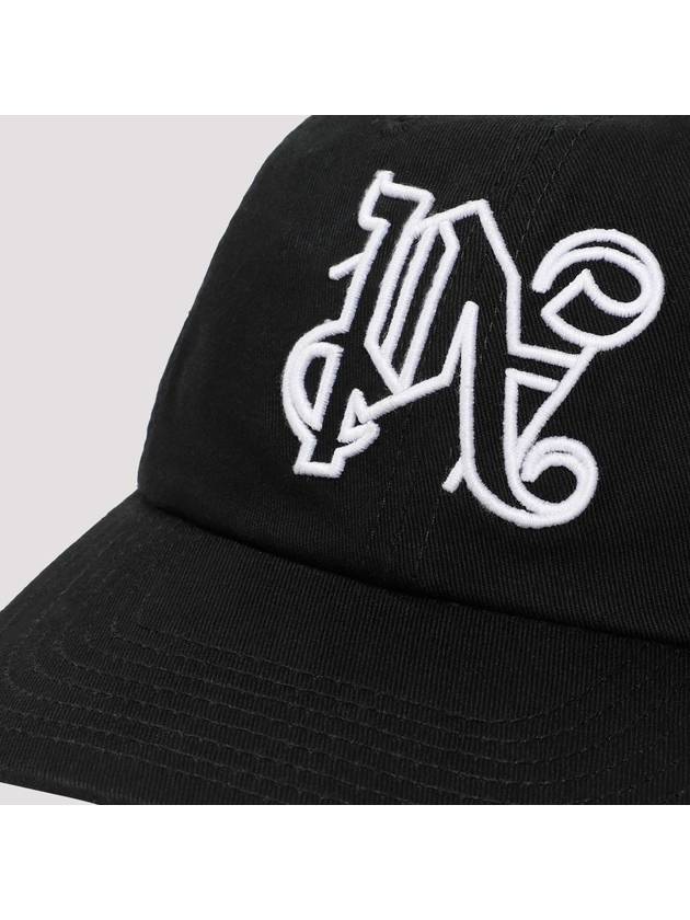 Embroidered Monogram Base Ball Cap Black - PALM ANGELS - BALAAN 4