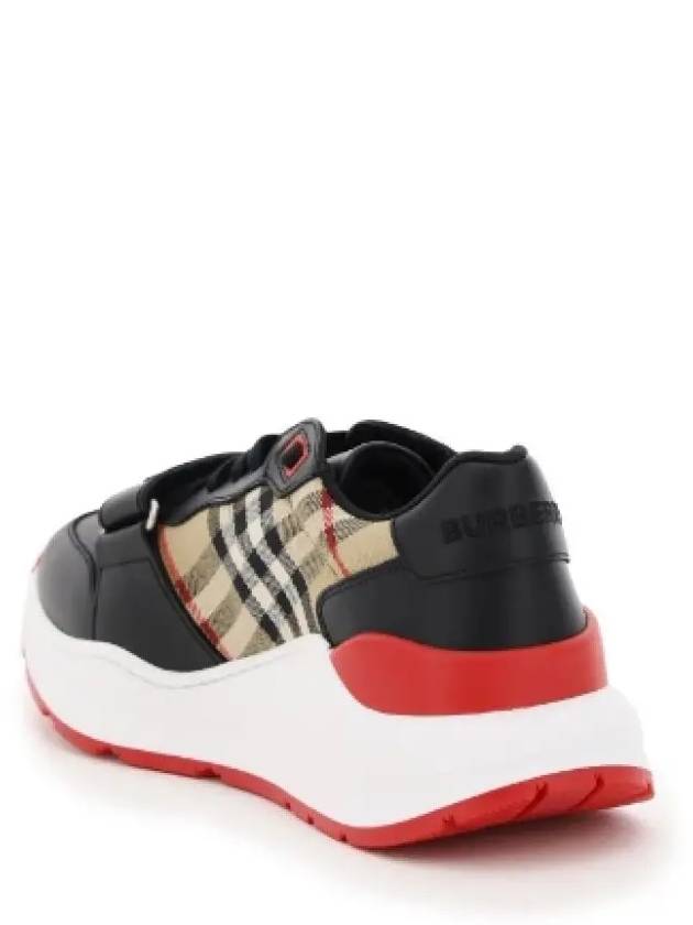 Vintage Check Leather Low Top Sneakers Black - BURBERRY - BALAAN 4