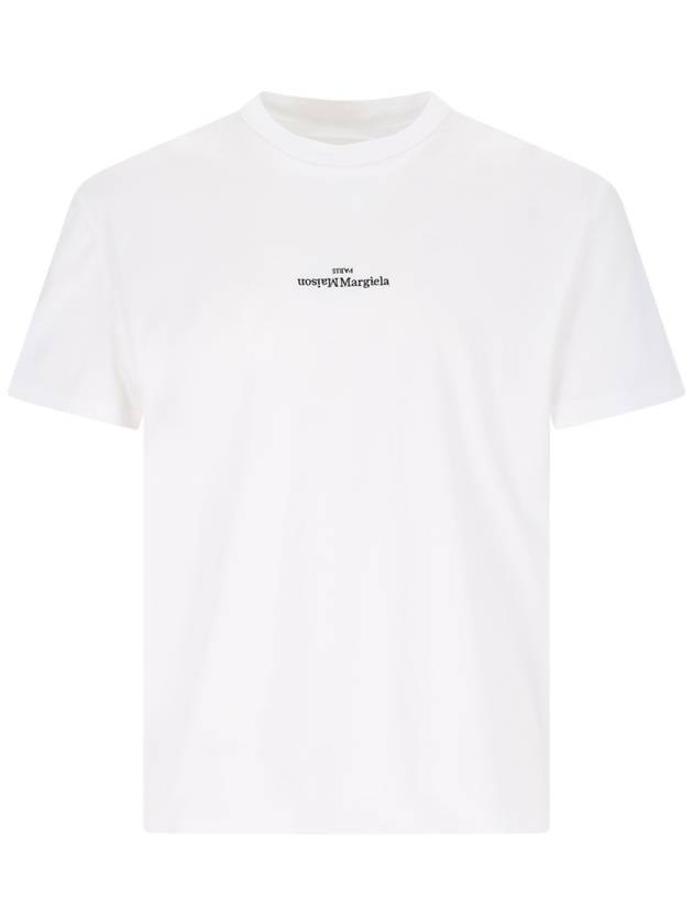 Reverse Embroidered Logo Stitched Cotton Short Sleeve T-Shirt White - MAISON MARGIELA - BALAAN 2