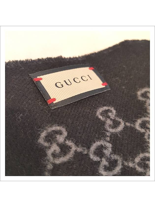 GG Jacquard Reversible Wool Muffler Grey Black - GUCCI - BALAAN 3