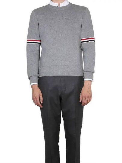 Men's Milan Stitch Armband Crew Neck Knit Top Light Grey - THOM BROWNE - BALAAN 2