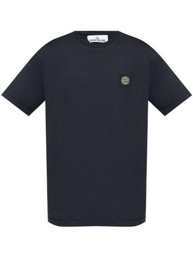 Logo Patch Short Sleeve T-Shirt Navy - STONE ISLAND - BALAAN 1