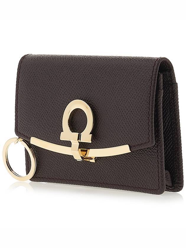 Women's Gancini Logo Card Wallet 22 D198 GANACHE BR 0758593 - SALVATORE FERRAGAMO - BALAAN 2