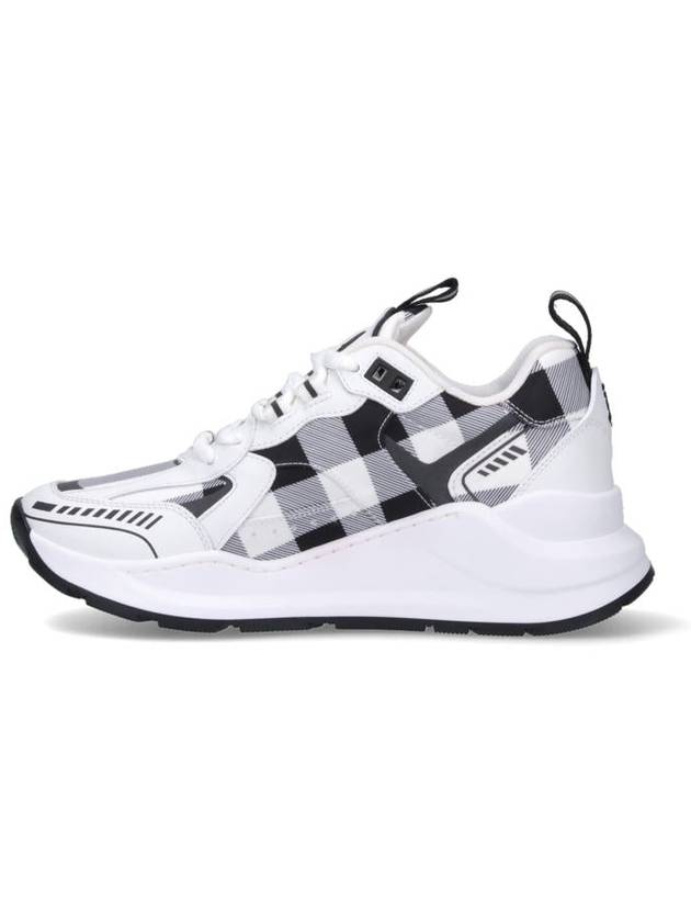 Check Pattern Leather Low Top Sneakers Black White - BURBERRY - BALAAN 4