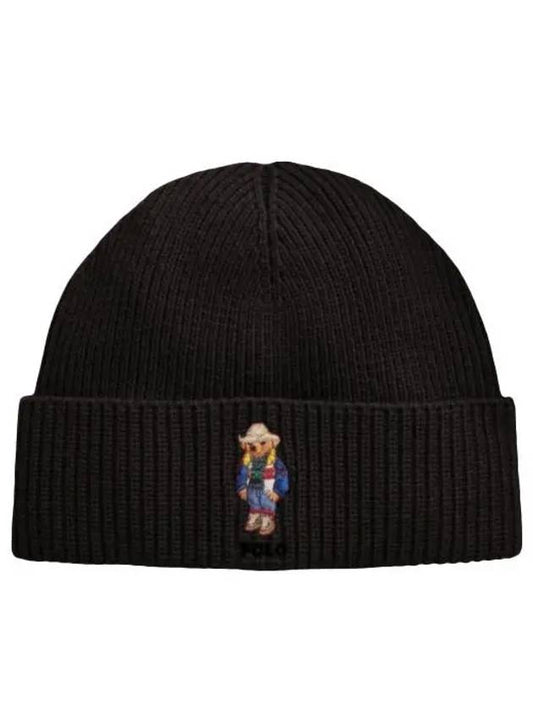 Embroidered Holiday Bear Wool Beanie Black - POLO RALPH LAUREN - BALAAN 2