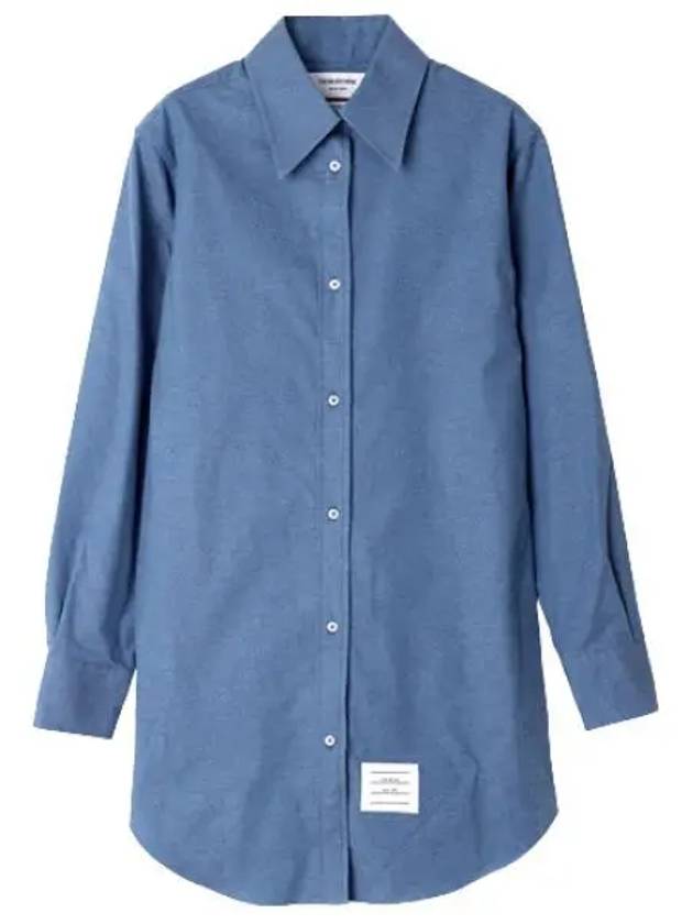 Women's Button Down Shirt Short Dress Blue - THOM BROWNE - BALAAN 2