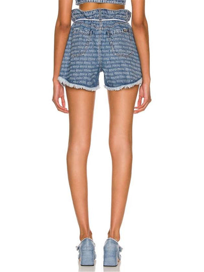 24 Miumiu Women s Printed Logo Denim Short Pants Shorts - MIU MIU - BALAAN 2