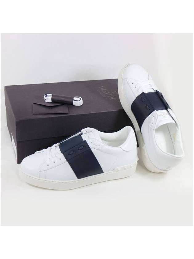 Men's Hidden Open Band Low Top Sneakers White Navy - VALENTINO - BALAAN 9