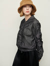 Women's Denim Blouson Jumper Zip-Up Jacket Black - PRETONE - BALAAN 4