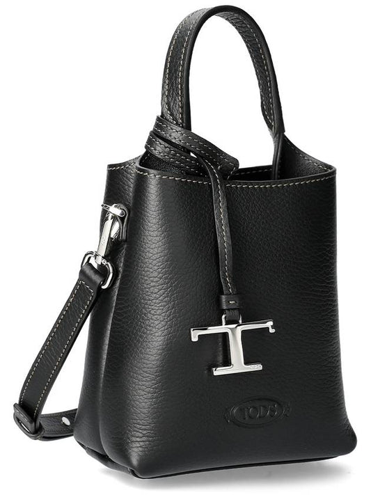 Micro Leather Mini Tote Bag Black - TOD'S - BALAAN 2