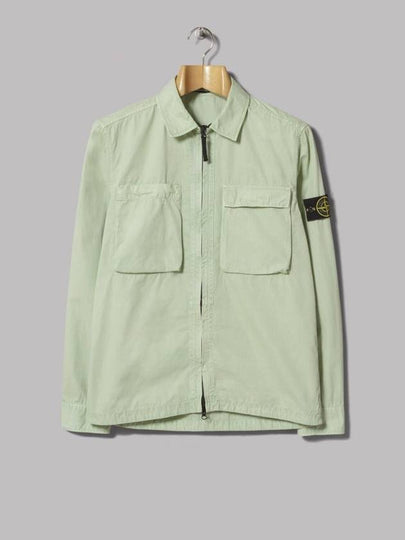 Wappen Patch Old Treatment Zip-Up Overshirt Light Green - STONE ISLAND - BALAAN 2