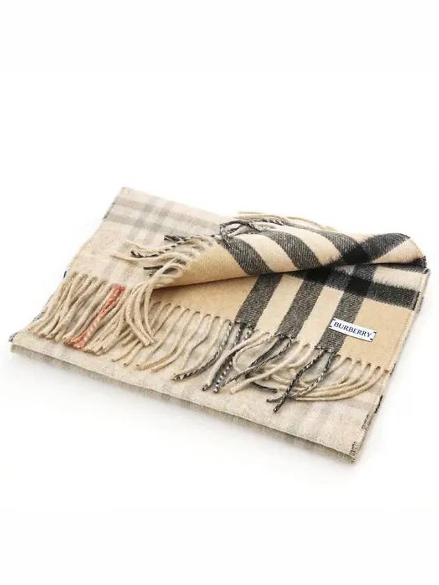 Check Reversible Cashmere Scarf Sand Beige - BURBERRY - BALAAN 6