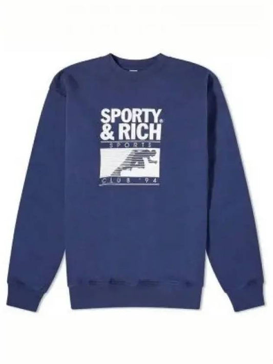 Motion Club Crew Neck Cotton Sweatshirt Navy - SPORTY & RICH - BALAAN 2